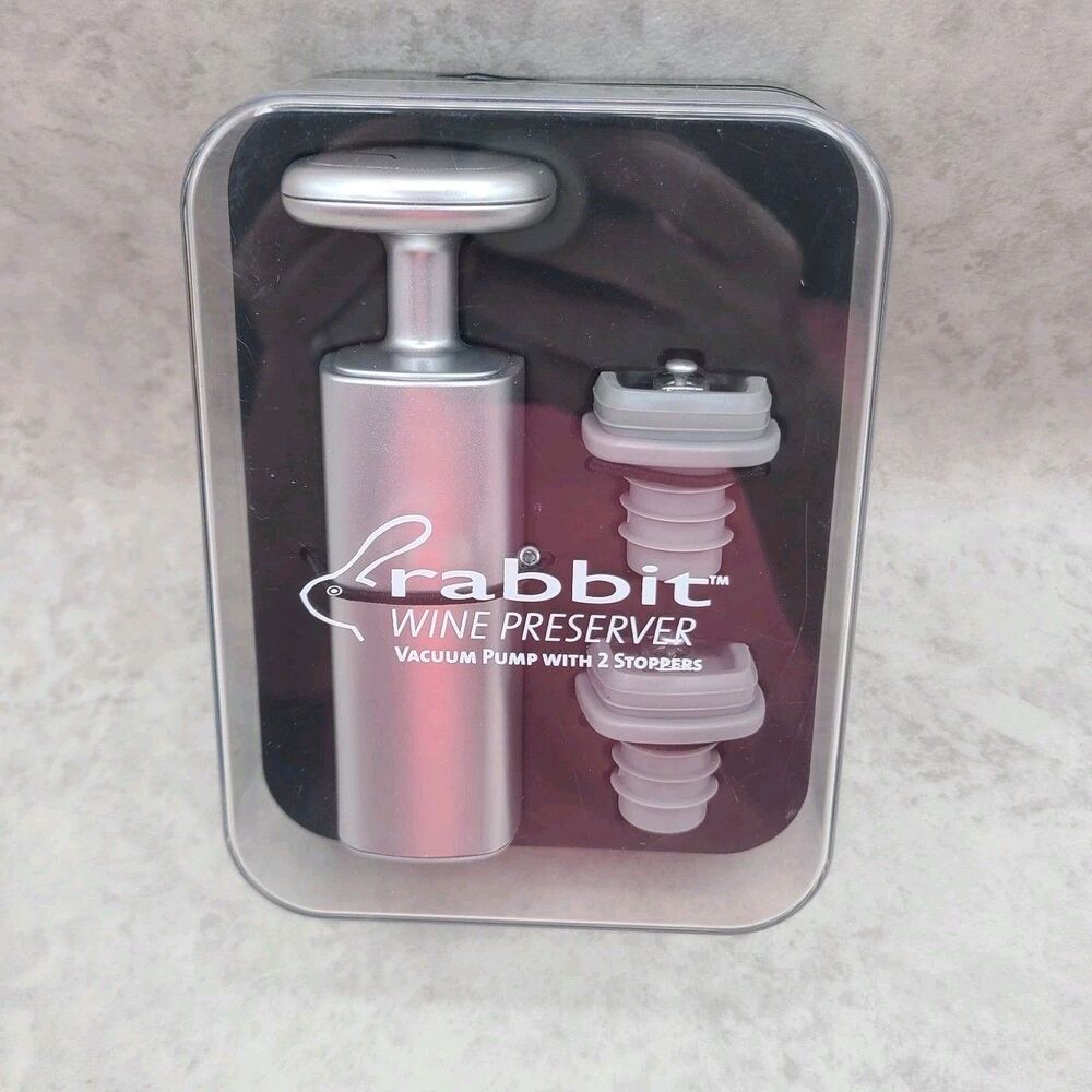 Metrokane NEW Rabbit Wine Preserver Vacuum Pump with 2 Stoppers